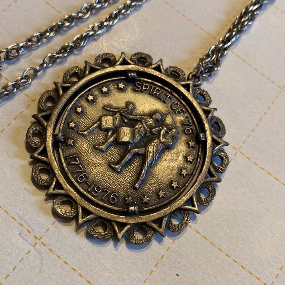 Bicentennial liberty bell coin necklace 16” chain
